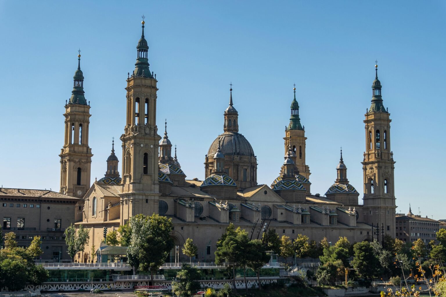 Stunning view of Basilica de Nuestra Señora del Pilar in Zaragoza, Spain.